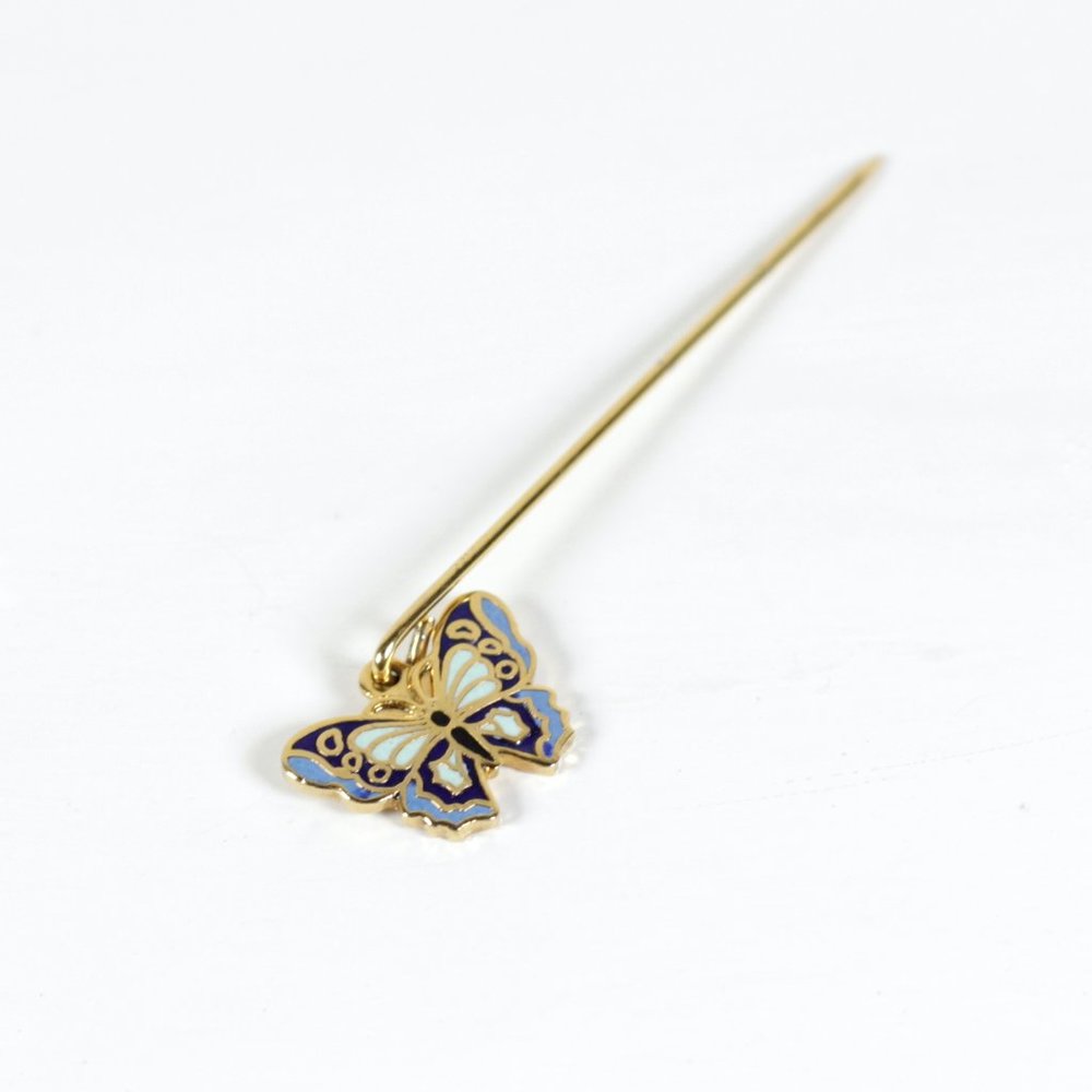 Vintage Napier Signed Dangling Cloisonne Butterfly Stick Pin